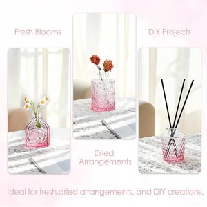 Set di 12 Mini Vasi in Vetro Rosa Vintage per Decorazioni Matrimoniali, Ideali per Fiori Singoli e Centrotavola - Product Image 4