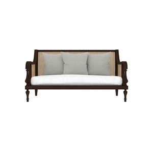 Sofá Aiko Hecho de Madera de Caoba Sólida de Alta Calidad con Tejido de Ratán y Cojín para Uso en Sala de Estar. - Product Image 1