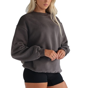 Sudaderas con logotipo personalizado 2025, jersey de cuello redondo liso de gran tamaño de lana de algodón pesado de alta calidad, técnica bordada - Product Image 3