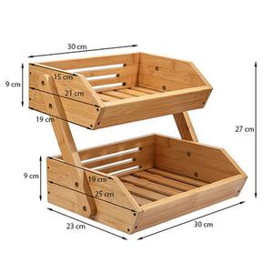 Wooden <b>Stackable</b> Storage <b>Baskets</b> Rectangle Multi-Purpose Fruit Vegetable Organizer - Product Image 3