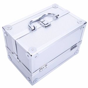 SM 2176 Aluminum Train Case 9"x6"x6" Silver Jewelry <b>Box</b> with Mirror Cosmetic Organizer for <b>Makeup</b> & Accessories - Product Image 6