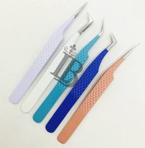 Pinces à cils professionnelles personnalisables avec revêtement coloré, offre exceptionnelle, antidérapantes, faites à la main, testées, ensemble de pinces à bon prix - Product Image 6
