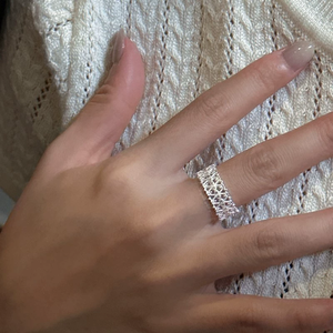 แหวนเงินแท้ S925 สไตล์เกาหลี ดีไซน์เฉพาะตัว ลายลูกไม้ แหวนแฟชั่นเรโทรเรียบง่ายสไตล์เกาหลี - Product Image 5