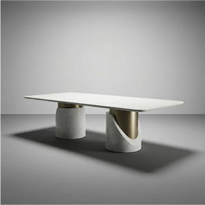 Luxury Cyprus <b>Dining</b> <b>Table</b> Milk <b>White</b> Modern Wholesale Furniture for Home Hotel Hospitality - Product Image 5