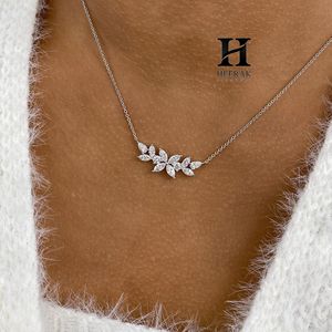 Luxury Marquise Cut Diamond Vine Necklace 925 Sterling <b>Silver</b> Floral Cluster Statement Pendant for Women Bridal Wedding Jewelry - Product Image 3