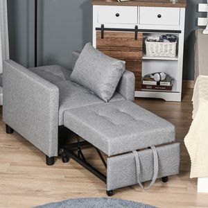 Grey Convertible Chair <b>Bed</b> Multi-Functional Adjustable Backrest Ottoman Extendable Foldable <b>Storage</b> Convertible <b>Sofa</b> <b>Bed</b> - Product Image 4