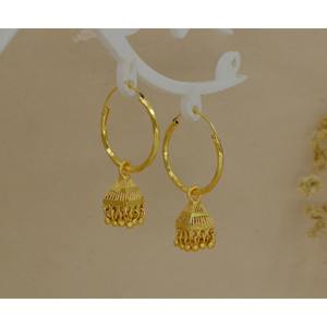 Indian Traditional Jali Design <b>Gold</b> Plated Lightweight Ethnic Wedding Bali Jhumki for <b>Women</b> & Girls Artificial Fashion Earrings - Product Image 5