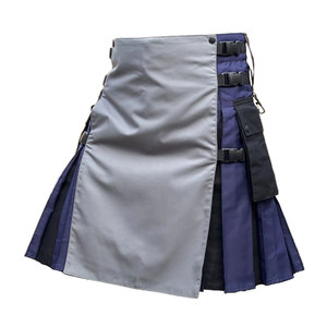 กิ๊ตส์สไตล์สก็อตสีน้ำเงินและสีเทาสำหรับผู้ชาย พร้อมกระเป๋าคาร์โก้ กิ๊ตส์ไฮแลนด์สมัยใหม่ - Product Image 2