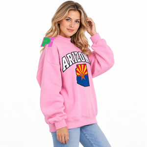 Sudadera de cuello alto para mujer Pook International, con parche bordado de la bandera del estado de Arizona, estilo casual y holgado. - Product Image 2