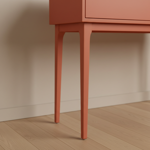 Mesa Consola Redonda Moderna de Roble Macizo con 2 Cajones, Mueble Ecológico para Sala de Estar en Espacios Modernos - Product Image 5