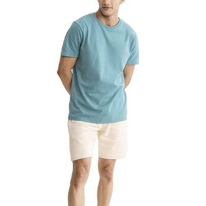 Men Light-Blue Solid Color Quick Dry Short Sleeve Crew Neck T-Shirt Regular Fit Casual Summer Wear For Sale - Product Image 2