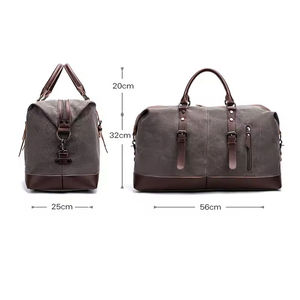 Vintage Canvas and Leather Duffel <b>Bag</b> Weekender Travel <b>Bag</b> Large <b>Overnight</b> Carry <b>Bag</b> With Shoulder Strap - Product Image 1