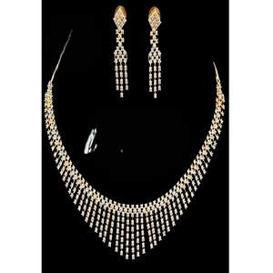 Charming Gold Plated <b>Crystal</b> Rhinestone Necklace and Earring <b>Set</b> Tassel Design Classic Wedding Jewelry for Women - Product Image 1