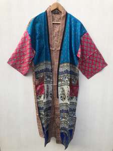 ชุดกิโมโนผ้าไหมแท้ 100% ดีไซน์เนอร์ ชุดลำลองสไตล์วินเทจ คอวี แขนยาว ชุดนอนสุดพิเศษ ชุดลำลอง ชุดคลุมบิกินี่ - Product Image 2