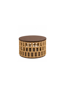 Mesa de Centro Moderna Redonda con Tapa de Madera y Ratán, Muebles Contemporáneos para Sala de Estar, Hechos a Mano por Profesionales, Resultado de Alta Calidad - Product Image 4