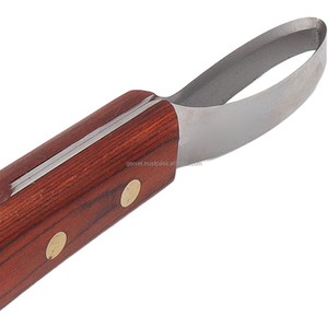 Couteau à sabots de qualité supérieure en acier inoxydable avec manche en bois, double extrémité, coupe précise pour sabots d'équidés et de bovins - Product Image 5