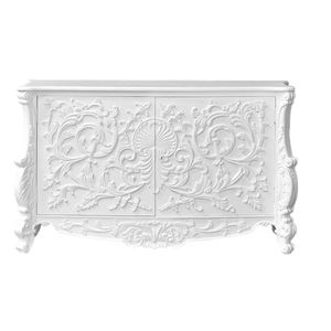 Meuble de rangement Alesha en teck massif de haute qualité, couleur blanche, pour usage intérieur. - Product Image 1