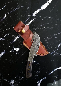 Customizable Stainless Steel Hunting <b>Knife</b> with Comfortable Handmade Curved Skinner <b>Knife</b> with <b>Bone</b> <b>Handle</b> & Leather Sheath - Product Image 4