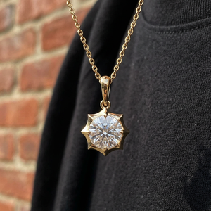 Pendentif de fiançailles pour femme en argent plaqué or, diamant de laboratoire taille brillant, style hip-hop, couleur fantaisie certifiée - Product Image 5