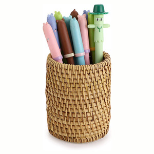 Organisateur de bureau pour enfants, porte-stylos en rotin, pot de rangement pour fournitures scolaires - Product Image 5