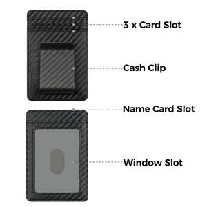 Porte-cartes et pince à billets 2-en-1 en fibre de carbone véritable mat de haute qualité, antivol, minimaliste, en cuir PU, portefeuille fin pour affaires - Product Image 4