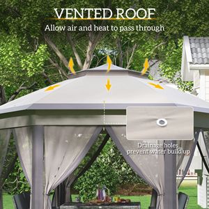 Gazebo Hexagonal Plegable de 13FT X 13FT con 6 Mallas de Malla con Cremallera para Patio, Jardín, Bodas, Fiestas y Patios - Product Image 5