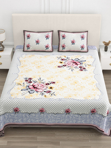 Parure de lit personnalisable en coton 100% imprimé à la main motif floral traditionnel, résistante à la décoloration, 300 fils/cm², 1,8 m, toutes saisons - Product Image 2