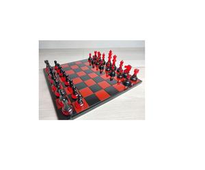 Jeu d'échecs de luxe en acrylique bleu nuit et noir de 15 pouces avec pièces lestées, jeu de société professionnel pour la décoration intérieure et les cadeaux d'entreprise - Product Image 2