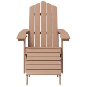 2pcs Patio Adirondack <b>Chairs</b> <b>with</b> <b>Footstools</b> HDPE Brown - Product Image 4