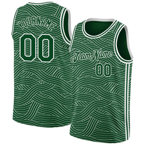 Maillot de basket-ball réversible vert et blanc à séchage rapide 100% polyester à col montant sans manches pour homme, uniforme de sport personnalisé - Product Image 1