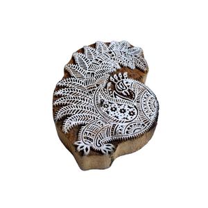 Sello textil con estampado de bloques indios, diseño de pavo real, sello de bloque de madera tallado a mano, sello de impresión - Product Image 3