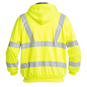 <b>Hi</b>-<b>Vis</b> Reflective Safety Workwear <b>Fleece</b> Zip-Up Hoodie Sweatshirt Construction Outdoor Working High Visibility Jackets - Product Image 4