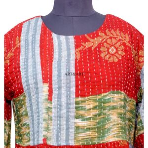 Robe midi indienne faite à la main 100% coton écologique, impression sérigraphique, col rond, manches bouffantes, tenue décontractée, robe de mariage, robe d'été - Product Image 4