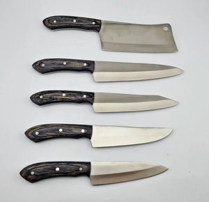 LEGACY BLADES Premium 5-Piece Handmade High Carbon Steel Chef <b>Knife</b> <b>Set</b> Straight Edge Ambidextrous Design Custom Wooden Handle - Product Image 2