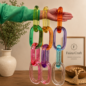 Pulsera de eslabones grandes de resina fluorescente mate para mujer, cadena de eslabones gruesos de resina acrílica de colores, detalles de pared. - Product Image 2