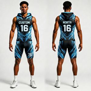 ชุดทีมฟุตบอล 7v7 ชุดเสื้อเจอร์ซีย์มีฮู้ดแบบไม่มีแขนพิมพ์ลายสีทอง พร้อมกางเกงขาสั้นเข้าชุด ชุดกีฬาฝึกซ้อมที่มีความยืดหยุ่นสูง - Product Image 6