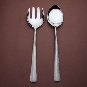 Ustensiles de cuisine en métal au design vintage, ensemble de service à salade en acier inoxydable martelé fantaisie pour la maison et l'hôtellerie, prix le plus bas - Product Image 1