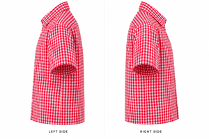 <b>Red</b> White <b>Gingham</b> Men's Short Sleeve Button Up Shirt Boxy Fit Casual Summer Check Pattern Custom Design - Product Image 4