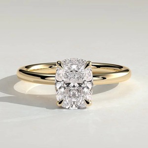 Anillo de compromiso de oro macizo de 14K premium con diamante cultivado en laboratorio, halo y banda pavé, certificado IGI, estilo moderno. - Product Image 1