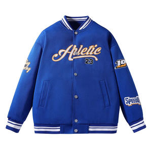 Diseño personalizado Varsity Letterman chaqueta de béisbol de los hombres de invierno de lana de tela con capucha bordado Collage Reversible-Chaqueta del equipo del hombre - Product Image 1