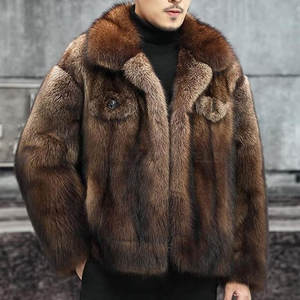 Veste d'hiver élégante pour homme à capuche avec logo frontal, doublure en fausse fourrure, tissu épais, toucher doux, confortable, coupe-vent, design écologique - Product Image 2