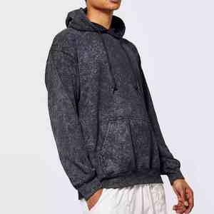 Sweat à capuche en molleton coupe classique, 100% coton, délavé à l'acide, effet vintage, couleur unie, numérique, hiver, décontracté, séchage rapide, respirant - Product Image 1