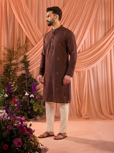 Best Quality <b>Men</b> Brown Embroidered <b>Kurta</b> Clothing Set Elegant Ethnic Wear <b>For</b> Festive Wedding And Special Occasions <b>For</b> Sale - Product Image 6