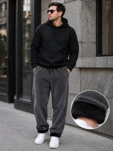 Pantalones Deportivos de Forro Polar para Hombre, Cintura Elástica con Cordón, Pantalones Casuales de Invierno, Azules, Gruesos, Ecológicos, Transpirables, Cómodos y Holgados - Product Image 2