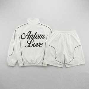 OEM Custom Men Hooded Baggy Casual Zip Jacket Shorts High Quality Cotton Tracksuit 2 Piece <b>Jogging</b> Windbreaker Shorts Set - Product Image 3