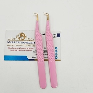 แหนบถอนขนตาสีชมพูเครื่องมือปลายเรียบชุบทองแม่นยำสำหรับการต่อขนตา - Product Image 2