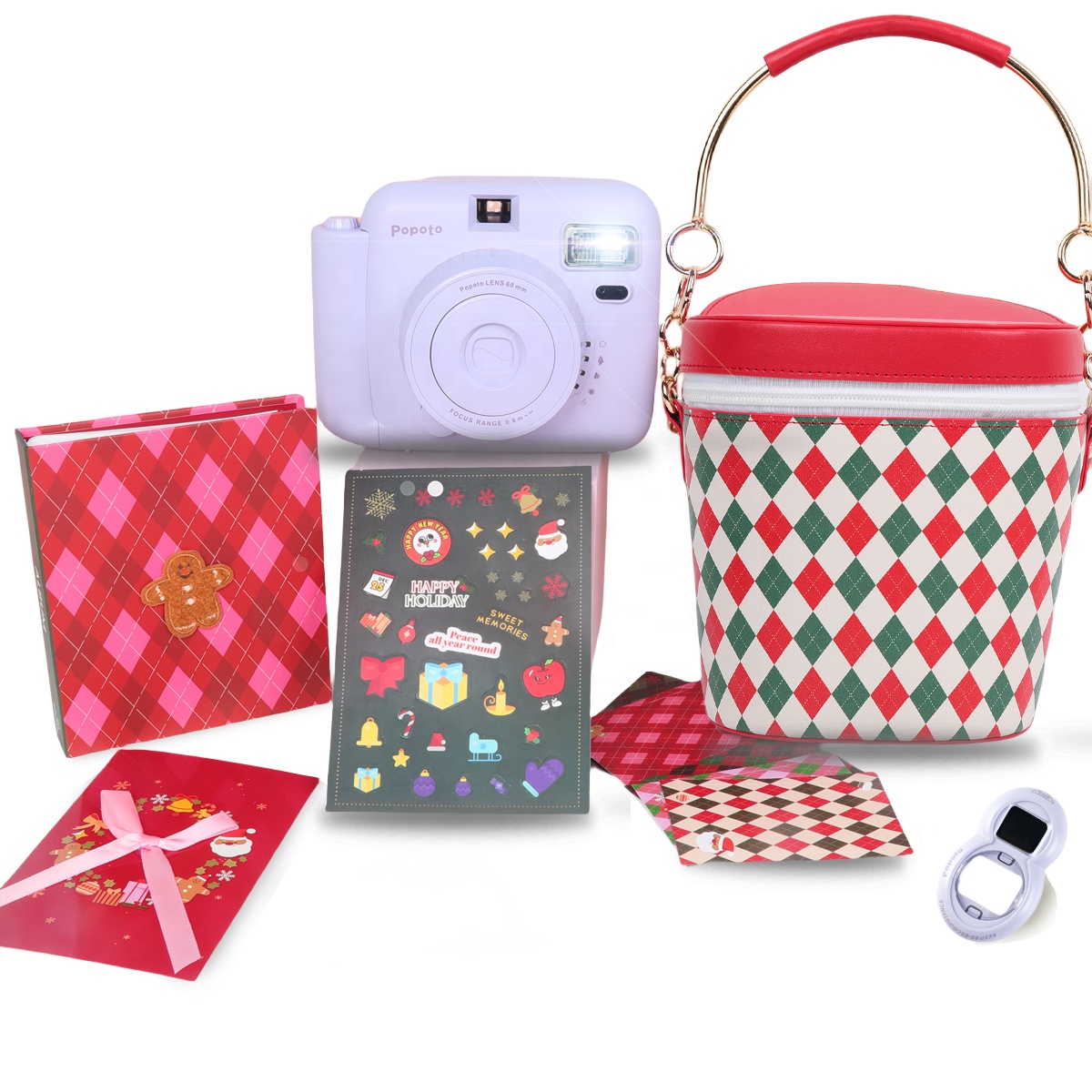 Pacchetto regalo Popoto macchina fotografica istantanea con borsa di moda PU adatto per Fujifilm instax mini macchina fotografica Polaroid buon natale