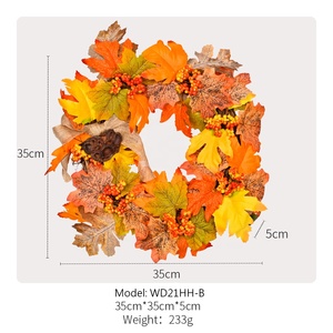 Guirnalda de Hojas de Acción de Gracias Personalizable WUJI, Decoración Moderna para el Hogar, Ratán, PVC, Poliéster, Adorno de Pared, 35 cm x 35 cm, Artículo Popular Diario - Product Image 4