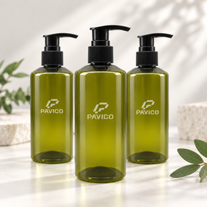 300ml Cylindrical Olive <b>Green</b> PET Plastic <b>Pump</b> Bottle 24mm Neck for Cosmetic Personal Care Packaging Pavico Brand OEM/ODM - Product Image 6