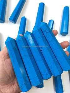 Torres de obelisco de Punta turquesa sintética de cristal a granel al por mayor, decoración del hogar de piedras preciosas con tallado de energía curativa de estilo amoroso - Product Image 4